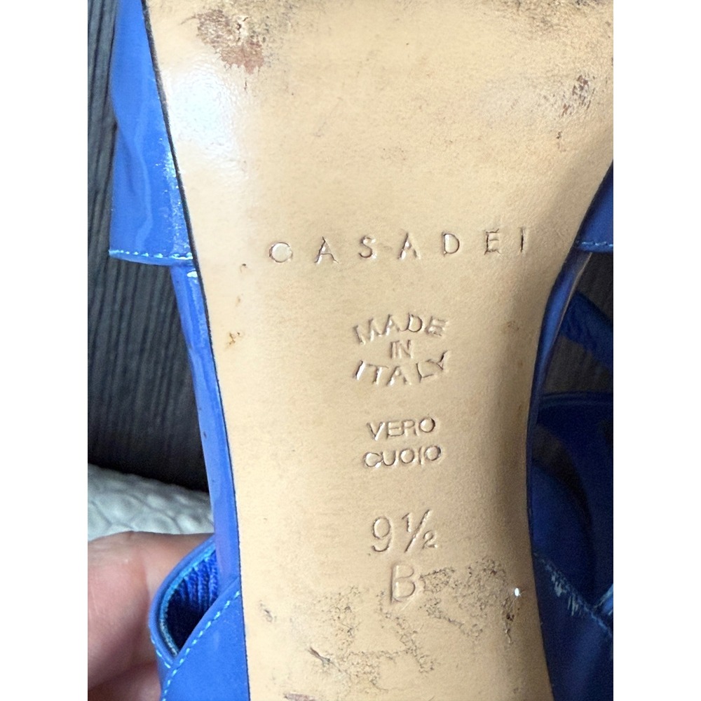 Casadei Women Blue‎ Patent Leather Gladiator Lace Up Stiletto Heels 9.5 B Italy - Picture 12 of 12